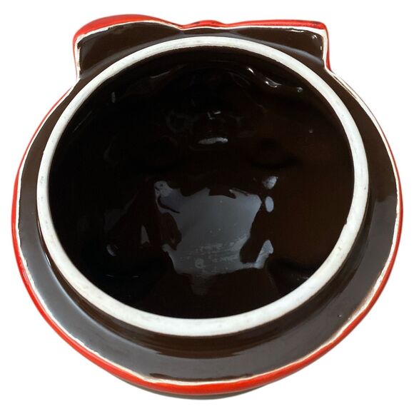 Vintage Japan Ceramic Teddy Bear Cookie Jar Red Ribbon Brown - Picture 9 of 11